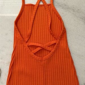 Zara Orange Ribbed Midi Dress